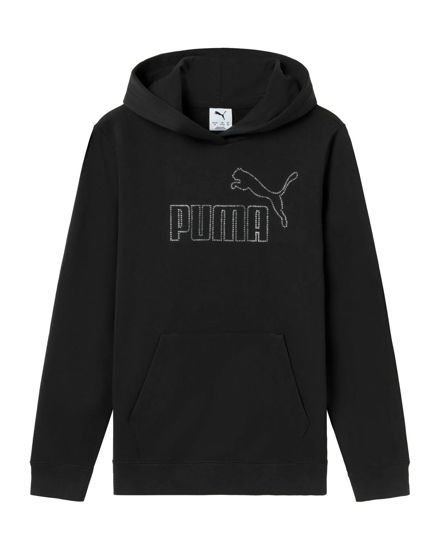 Immagine di PUMA - FELPA RAGAZZA (7 - 16 ANNI)  CON CAPPUCCIO, NERA E LOGO FRONTALE IN STRASS, 693853-01