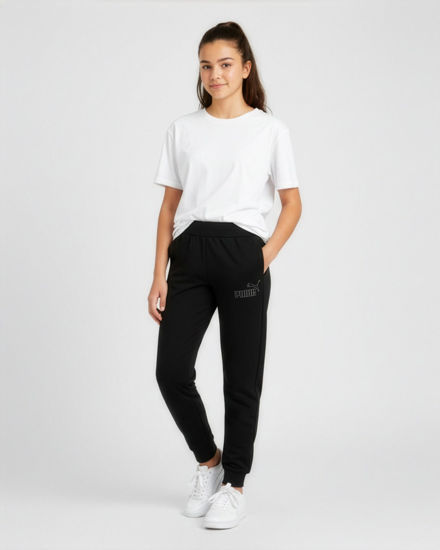 Immagine di PUMA -PANTALONE DA RAGAZZA (7 - 16 ANNI) ESS RHINESTONE , NERO E LOGO FRONTALE IN STRASS, 693858-01