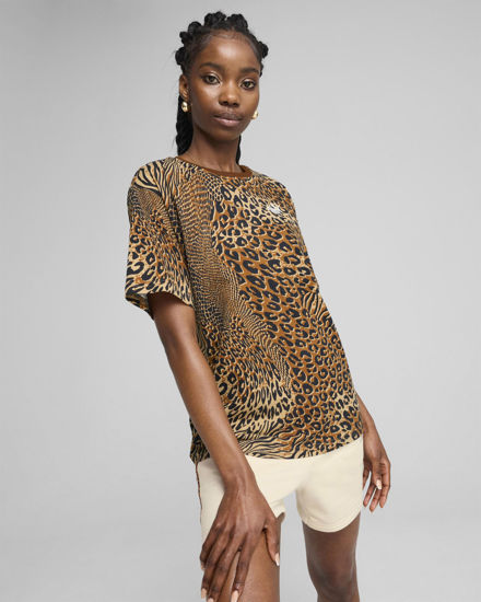 Immagine di PUMA - T-SHIRT MARRONE, NERO E   BEIGE  ESSENTIALS GRAPHIC ANIMAL RELAXED DA DONNA,  688533-63