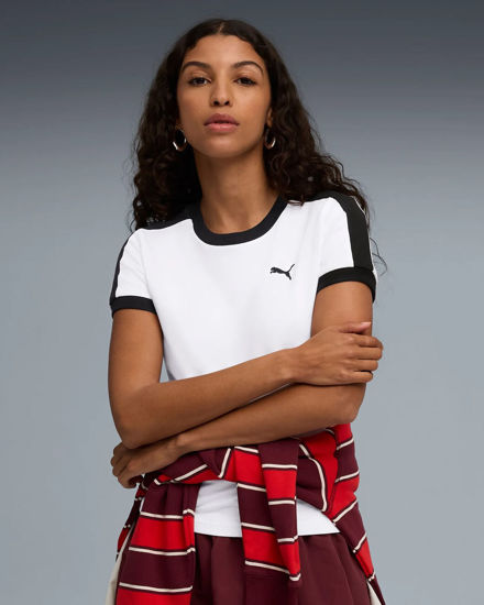 Immagine di PUMA - T-SHIRT BIANCA E NERA  T7 SLIM DA DONNA, 632129-02