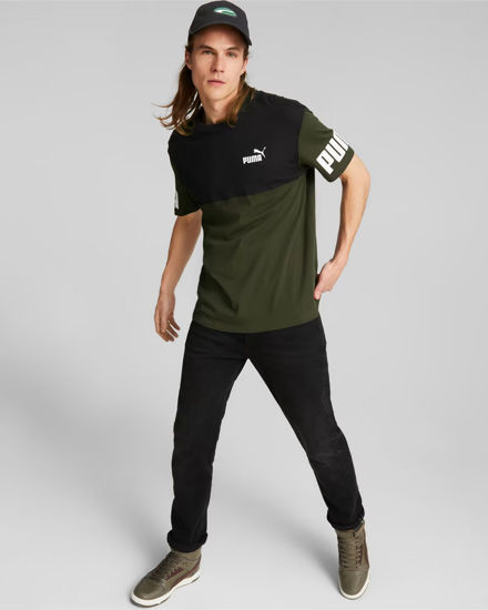Immagine di PUMA - T-SHIRT VERDE E NERA POWER COLORBLOCK TEE   DA UOMO 693576-70