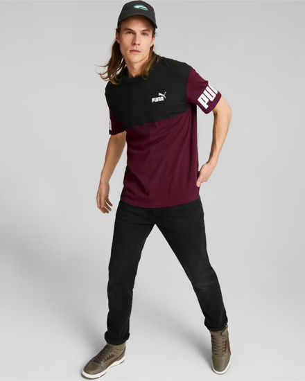 Immagine di PUMA - T-SHIRT BORDEAUX E NERA POWER COLORBLOCK TEE   DA UOMO 693576-96
