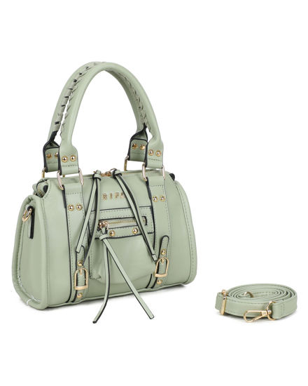 Immagine di RIFLE - Minibag verde salvia con taschino frontale, tracolla removibile