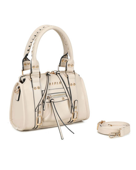Immagine di RIFLE - Minibag naturale con taschino frontale, tracolla removibile