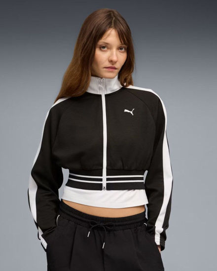Immagine di PUMA -FELPA NERA E BIANCA FULL ZIPRELAXED CROPPED TRACK DA DONNA, 634556-01