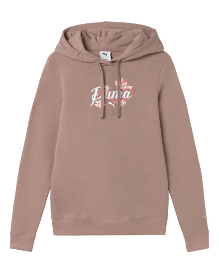 Immagine di PUMA - FELPA CON CAPPUCCIO MARRONE ROSATO FLORAL GRAPHIC CAT HD DA DONNA, 694456-88