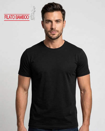 Immagine di BROKER'S - Tshirt mezza manica con scollo a girocollo BAMBOO nero
