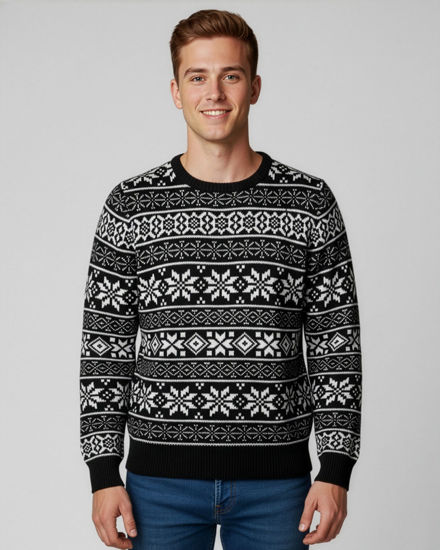 Immagine di ENRICO COVERI - Maglione manica lunga blu di natale con fiocchi di neve