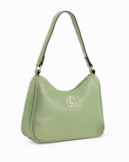 Immagine di CORTINA POLO STYLE - Borsa a spalla verde con dettaglio borchie