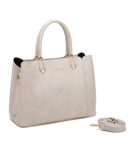 Immagine di RIFLE - Borsa due manici beige con tre scomparti interni, tracolla removibile