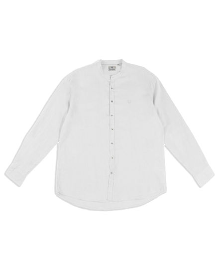 Immagine di BLUE LEMON - OVER CAMICIA MANICA LUNGA LINO COLLO COREANO
