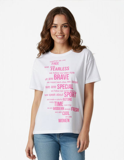 Immagine di MIF - Maxi tshirt a manica corta bianca e fuxia in cotone