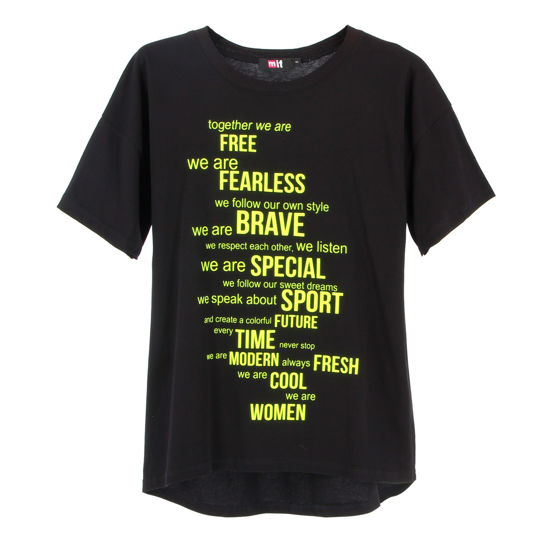 Immagine di MIF - Maxi tshirt a manica corta nera e gialla in cotone