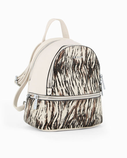 Immagine di RIFLE - Zaino animalier beige con due scomparti principali e tasca frontale con zip orizzontale