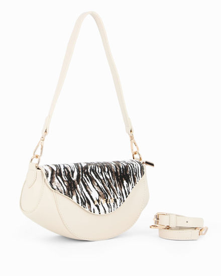 Immagine di RIFLE - Minibag beige con patta animalier e tracolla removibile