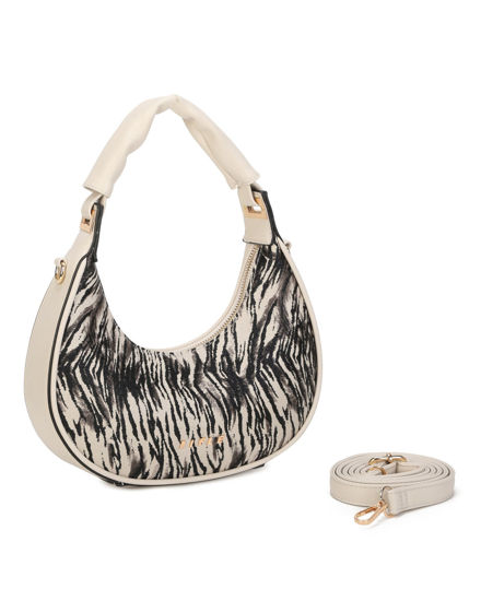 Immagine di RIFLE - Borsa a spalla animalier beige, tracolla removibile