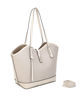 Immagine di RIFLE - Borsa shopping beige scamosciata con pattina e chiusura a girello, tracolla removibile