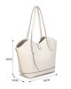 Immagine di RIFLE - Borsa shopping beige scamosciata con pattina e chiusura a girello, tracolla removibile