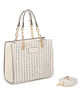 Immagine di NARDINI - Borsa due manici beige con parte frontale intrecciata, tracolla removibile