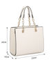 Immagine di NARDINI - Borsa due manici beige con parte frontale intrecciata, tracolla removibile