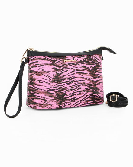 Immagine di NARDINI - Pochette animalier fuxia con polsiera, tracolla removibile