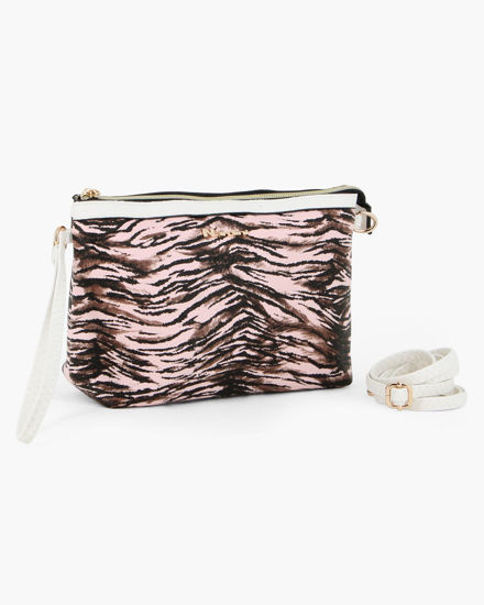 Immagine di NARDINI - Pochette animalier rosa con polsiera, tracolla removibile