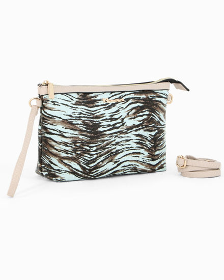Immagine di NARDINI - Pochette animalier celeste con polsiera, tracolla removibile