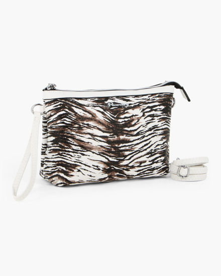 Immagine di NARDINI - Pochette animalier bianca con polsiera, tracolla removibile