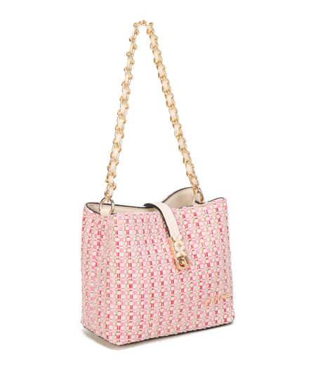 Immagine di RIFLE - Minibag rosa intrecciata con con pattina e chiusura a girello