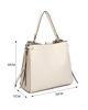 Immagine di RIFLE - Borsa un manico beige scamosciata con due scomparti principali e tasca frontale, tracolla removibile