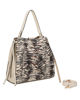 Immagine di RIFLE - Borsa un manico animalier beige scamosciata con due scomparti principali e tasca frontale, tracolla removibile