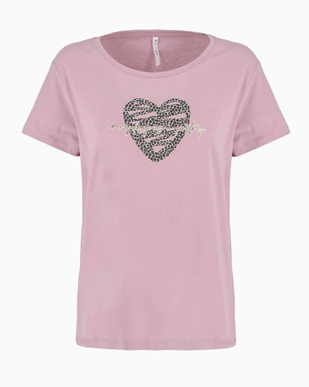 Immagine di TATOO - Tshirt manica corta con cuore e scritta malva in cotone