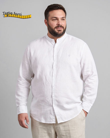 Immagine di BLUE LEMON - OVER CAMICIA MANICA LUNGA LINO COLLO COREANO