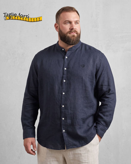 Immagine di BLUE LEMON - OVER CAMICIA MANICA LUNGA LINO COLLO COREANO