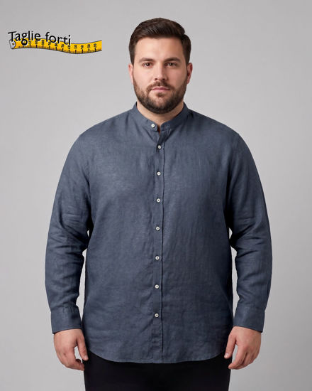 Immagine di BLUE LEMON - OVER CAMICIA MANICA LUNGA LINO COLLO COREANO