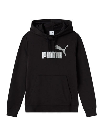 Immagine di PUMA - FELPA CON CAPPUCCIO NERA ESSENTIAL +TEXTURED FOIL BIG - DA DONNA, 688915-01