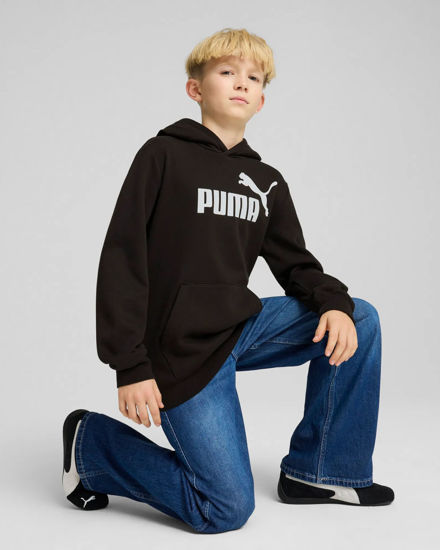 Immagine di PUMA - FELPA JUNIOR ( 7-16 ANNI) NERA CON CAPPUCCIO  ESSENTIAL N. 1 LOGO HD FL, 684908-01