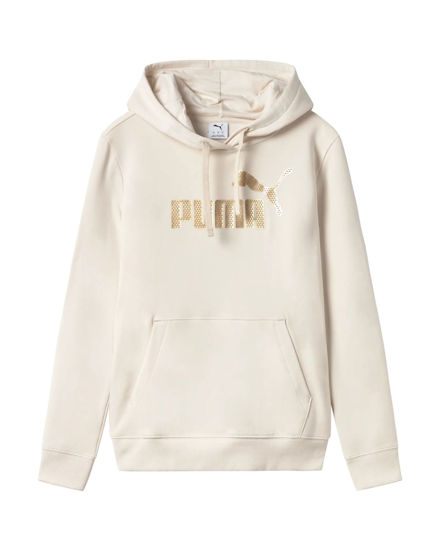Immagine di PUMA - FELPA  PANNA CON CAPPUCCIO  ESSENTIAL +TEXTURED FOIL BIG LOGO DA DONNA, 692198-87