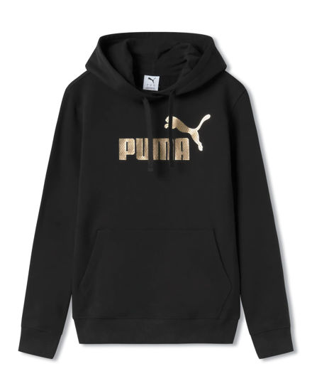Immagine di PUMA - FELPA  NERA CON CAPPUCCIO  ESSENTIAL +TEXTURED FOIL BIG LOGO DA DONNA, 692198-01
