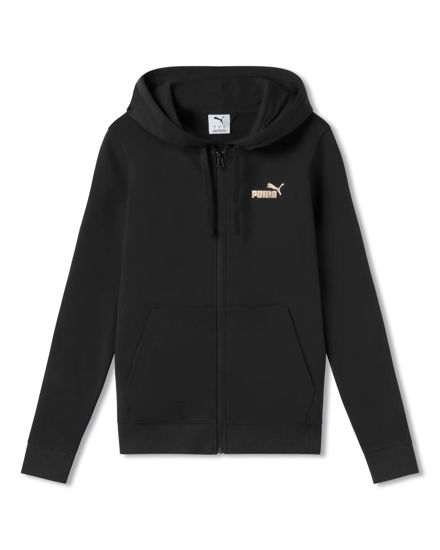 Immagine di PUMA - FELPA CON CAPPUCCIO NERA  FULL ZIP ESSENTIALTEXTURED FOIL - DA DONNA, 692199-01