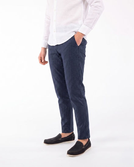 Immagine di YELLOW DOG - Pantalaccio tasca america riga goffrato blu con righe bianche