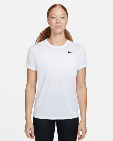 Immagine di NIKE - T SHIRT GIROCOLLO BIANCA IN TESSUTO TRASPIRANTE CON LOGO BIANCO  DA DONNA, DX0687/100