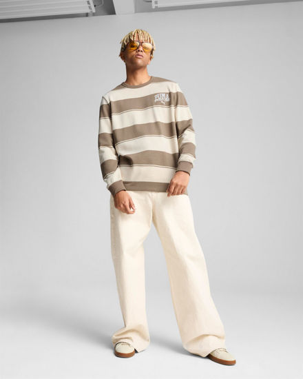 Immagine di PUMA - FELPA GIROCOLLO A RIGHE BEIGE E MARRONE CLASS STRIPED AOP - DA UOMO, 684647-93
