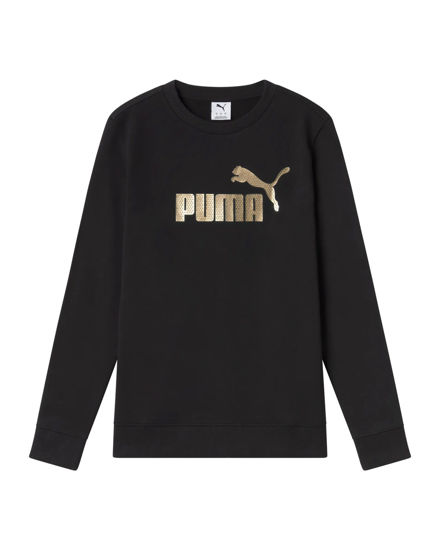 Immagine di PUMA - FELPA GIROCOLLO NERA  ESSENTIAL +TEXTURED FOIL BIG LOGO DA DONNA,  692197-01