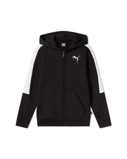 Immagine di PUMA - FELPA CON CAPPUCCIO JUNIOR (5-16 ANNI) NERA CON BANDE BIANCHE ESSENTIAL LOGO LAB FZ CAT HD FL, 684800-01