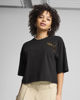 Immagine di PUMA - T-SHIRT MEZZA MANICA NERA  LOEPARDATA UXE OVERSIZED SHORT  DA DONNA, 632337-01