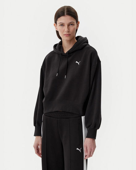 Immagine di PUMA - FELPA CON CAPPUCCIO  NERA  WARDROBE ESSENTIAL RELAXED CROP DA DONNA , 629746-01
