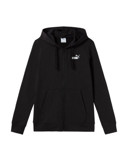 Immagine di PUMA - FELPA CON CAPPUCCIO FULL ZIP NERA ESSENTIAL+TEXTURED FOIL DA DONNA , 689088-01