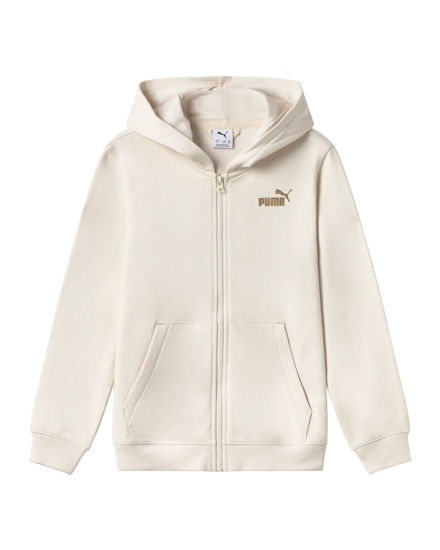 Immagine di PUMA - FELPA CON CAPPUCCIO FULL ZIP JUNIOR (7-16 ANNI) PANNA +TEXTURED FOIL FZ HD FL, 692209-87