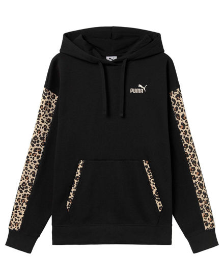 Immagine di PUMA - FELPA CON CAPPUCCIO NERA LEOPARDATA ESSENTIAL GRAPHIC ANIMAL COMFORT DA DONNA , 688084-51